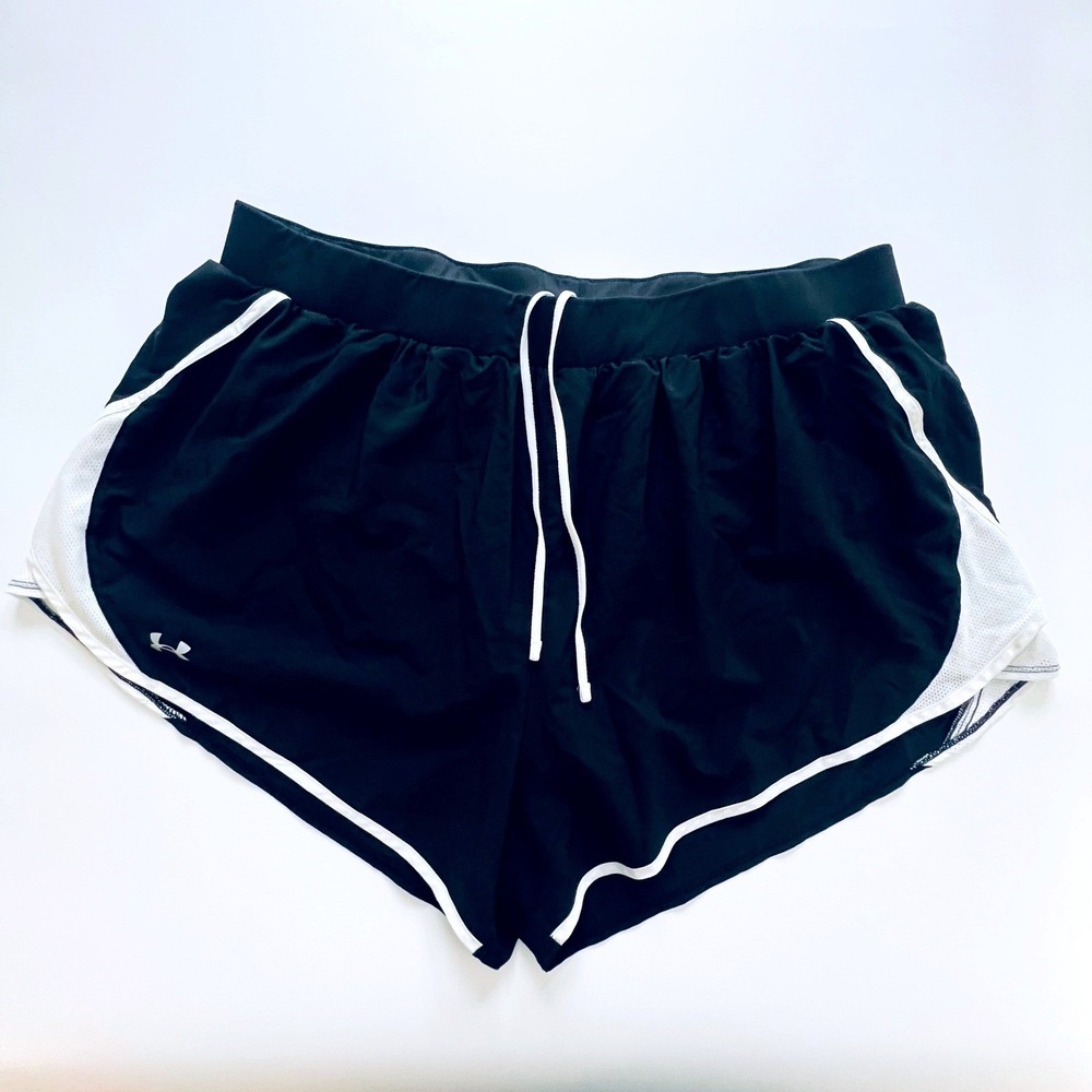 Under Armour HeatGear Running Shorts Women 3X Black White Mesh Trim